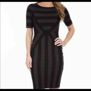 Maeve Black and Charcoal Striped Body-Con Dress